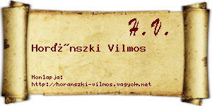 Horánszki Vilmos névjegykártya